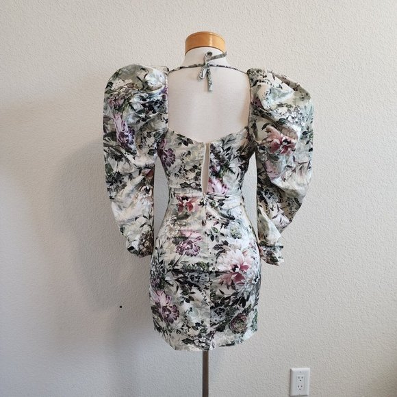 ASOS Floral Puff Sleeve Mini Dress - Picture 5 of 11